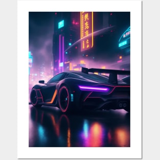 Asian Neon Velocity: Futuristic Thrill Ride Posters and Art